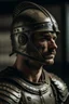 Placeholder: A portrait of a gladiator in the modern world wearing the gladiator helmet and suit