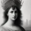 Placeholder: stunningly beautiful young woman , Gustave Doré black and white illustration, perfect eyes, beautiful face