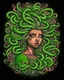 Placeholder: medusa tattoo design, traditional tattoo style, t-shirt design, fantasy art, digital painting, clean dark background, 8K