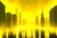 Placeholder: A city in the future is in the night and it's raining and it's foggy and it's bright yellow.