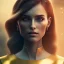 Placeholder: A portrait very beautiful woman ,smiling, dark longs hairs, atmospheric, realistic, cinematic lighting, golden light, 8k, galactic atmosphere,