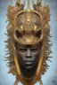 Placeholder: black male African Egyptian alien, cracks in the voodoo head, wicked, eyes, crown, Elephant, 8k, finely detailed, photo realistic, tiger turquoise skull head gold dragon space alien snow skeleton gold teeth silver crown silver space face mask