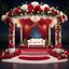 Placeholder: Hyper Realistic Beautiful Traditional Wedding Stage decorated with Red & White roses at Night