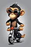 Placeholder: Monkey riding on a scooter going fast with sunglasses on, cartoonize, logo