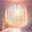 Placeholder: A window through which sunlight enters a beautiful, tidy room Kawaii style