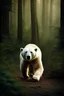 Placeholder: A polar bear running very fast in the jungle, front shot, close up, National geographic style, motion blur, sharp focus, 8k