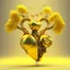 Placeholder: golden robot electric heart with tree wings