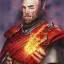 Placeholder: dungeons and dragons, fantasy, dwarf, dark priest, full plate armour, ironclad, dark metal, dark red glow, watercolour, large strokes, distinct face, portrait, head