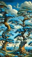 Placeholder: Cerulean treetops with birds painted by Thomas Hart Benton