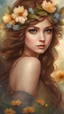 Placeholder: a girl with brown hair and flowers on her head, portrait of fairy princess, fairy look, big eyes, beautiful digital painting, beautiful fantasy maiden, digital painting, beautiful fantasy painting, faerie, very beautiful fantasy art, beautiful fantasy art, fairy aesthetics, beautiful fairie, beautiful fantasy art portrait, beautiful girl fairy, young girl, beautiful fairy, beautiful fantasy portrait, anime fantasy artwork