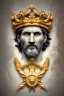 Placeholder: Ultra Realistic image, Roman sculpture, white marble material, Lionel Messi, gold Laurel leaves wreath, god crown, baroque ornaments, one gold star in heart, sun ornament, sun rays background, chisel style, waist up portrait, emperor style, epic, celestial, cinematic lighting, God light, god rays, 4k resolution, smooth details, ornate details, soft lighting, unreal engine 5, art station, substance 3d.