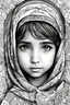 Placeholder: An abstract and expressive interpretation of a palestinian little girl features for coloring book