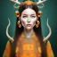 Placeholder: Mongol Goddess with antlers, portrait, detailed