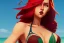 Placeholder: Beach, red head, Babe, red curly hair, blue bikini, green eyes by J scott campbell