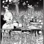 Placeholder: Village in the cosmos in Winsor McCay style and dr seuss style