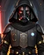 Placeholder: star wars bald male corellian jedi wearing gunmetal grey and black old republic armored flightsuit and breath mask with gold and metallic red trim inside the jedi temple, centered head and shoulders portrait, hyperdetailed, dynamic lighting, hyperdetailed background, 8k resolution, volumetric lighting, light skin, fully symmetric details