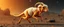 Placeholder: a space sheep with no hair or wool, and orange lizard like skin, running crazy like a dino
