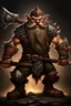 Placeholder: gnome warrior enraged fury berserker fantasy barbarian armored wild savage angry axes cleaver attack striking swinging chopping dual wielding two weapons mad consumed