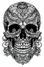 Placeholder: outline art for horror ink tracing coloring pages for adults with skull, white background, Sketch styl, only use outline. Mandala style, clean line art, no shadows and clear and well outlined, Intricate Patterns and Details