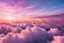 Placeholder: In a sea of clouds. Clouds are a mix of pinks, purples and peach colours from the sunset. It feels like you're flying in a dream. There are sparkles scattered throughout. It feels airy and light. Chromatic aberration effect. Dream aesthetic. y2k feeling. Clouds are really fluffy.