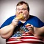 Placeholder: patriotic repulican fat american eating fries