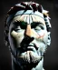 Placeholder: Ultra Realistic image, roman sculpture, marble deluxe material, Lionel Messi, Laurel leaves crown model, miguel angel style, chisel style, emperador, waist up portrait, cinematic lighting, God light, god rays, 4k resolution, smooth details, ornate details, soft lighting, unreal engine 5, soft cyan background.