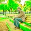 Placeholder: The figure of a man in a park sitting on a bench, thinking about complex issues.