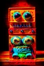 Placeholder: photo of 2 wooden boxes stacked ontop of eachother art toy peculiar monster made of painted vinyl and wood