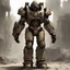 Placeholder: knhight power armor post apocalypse, frontal energy shield