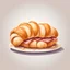 Placeholder: ham and cheese croissant , vector logo, white background,