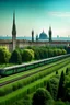 Placeholder: L'immagine di sfondo mostra un treno moderno e lussuoso in movimento su rotaie eleganti, con il magnifico skyline di Milano sullo sfondo e il verde lussureggiante del Parco di Monza sul lato opposto. La scena è baciata dalla luce dorata del tramonto, creando un'atmosfera suggestiva e invitante.