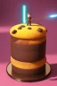 Placeholder: sponge cake filled with chocolate topped with a marzipan Jedi holding a lightsaber