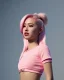 Placeholder: Cherry Crush, long light pink hair, highly detailed, mini skirt and crop top, 8K, photorealistic rendering