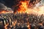 Placeholder: create a wildly imaginative otherworldly, chaotic total destruction of New York City amidst a swirling firestorm from a super massive asteroid impact, highly detailed, digital composite, 8k,