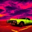 Placeholder: art deco, cyberpunk, neon muscle car, desert road, sunset, full colour, hd,