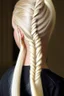 Placeholder: blond narrow braided ponytail, (Choppy Pixie:1.3)