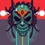 Placeholder: 8 bit pixelart cyberpunk,Hannya-Maske, Comic style