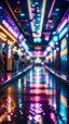 Placeholder: water slide in the middle of crazy dance moves dancing on buss parked in dark lit reflective wet arcade hall tunnel,bokeh like f/0.8, tilt-shift lens 8k, high detail, smooth render, down-light, unreal engine, prize winning