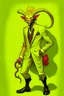 Placeholder: Satyr with cloven hooves, horns, and a tail who is wearing a designer silk suit by Pucci; neo-surrealism