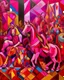 Placeholder: A magenta circus covered in paint in cubism art style painted by Leonardo da Vinci