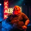 Placeholder: a very fat swedish man, with a mask with only a hole for the mouth, he is called "KEBAB MAN" performing at rock club, his name is "KEBAB MAN" kebab rolls On stage, kebab Neon lights and smog, and "KEBAB MAN" big sign on the wall, he singing with mic, text in swedish! no translate mr. stable ai, text in swedish! no translate mr. stable ai, text in swedish! no translate mr. stable ai