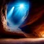 Placeholder: Cave in a desert mountain, hyper realistic, photography, rays, amazing lighting