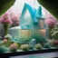 Placeholder: House in glass garden colored with milk