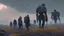 Placeholder: marching machine soldiers, creepy landscape, techno gothic visual composition, science fiction painting, Denis Sarazhin, Quint Buchholz, Simon Stålenhag, Neil Blomkamp, Christopher Shy, Alejandro Burdisio, RAW, gritty high contrast, atmospheric horror, unsettling art, dark palette, harsh colour