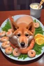 Placeholder: doge eating a shrimp platter