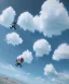 Placeholder: Ultra realistic clouds sky scene, wide angle, sweet childs falling down, free jumping flying, trinkets, monster hair, hair monster, jelly beans, balls, smile, happy, circus style, inflatable color clothing, extreme, wind, clouds sea, 20,000 feet altitude, stratosphere, soft color, highly detailed, unreal engine 5, ray tracing, RTX, lumen lighting, ultra detail, volumetric lighting, 3d, finely drawn, high definition, high resolution.