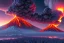 Placeholder: Japanese Fuji Mountain,eruption lava flows into snow , concept art, smooth, extremely sharp detail, finely tuned detail, ultra high definition, 8 k, unreal engine 5, ultra sharp focus, illustration, magic ambient, cherry blossom trees , bonsai trees , japanese gondolas .