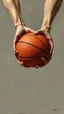Placeholder: Bosch style painting , 3D 2 hands holding a basketball