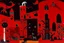 Placeholder: A dark red vampiric fortress designed in ancient Greek pottery painted by Joan Miro