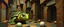 Placeholder: master oil painting by Rembrandt, marble madness turtle character portrait, a living bowling marble halls in a twisted block maze, scenery from the game "marble madness"